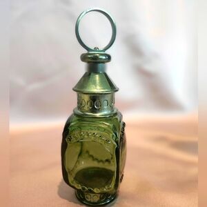 Vintage Avon Green Glass Lantern Aftershave Decanter - Empty